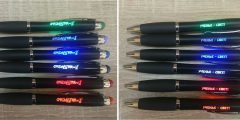Лазерная гравировка на ручках-фонариках с двух сторон
