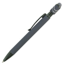 Ручка-антистрес зі спінером, стилусом та кольоровими UV елементами, метал/софт-тач